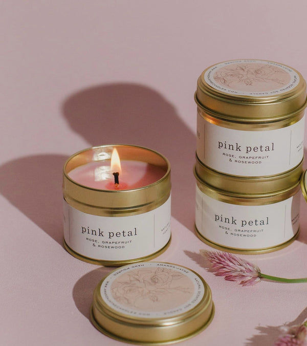 FREE limited edition Pink Petal Gold Tin Candle