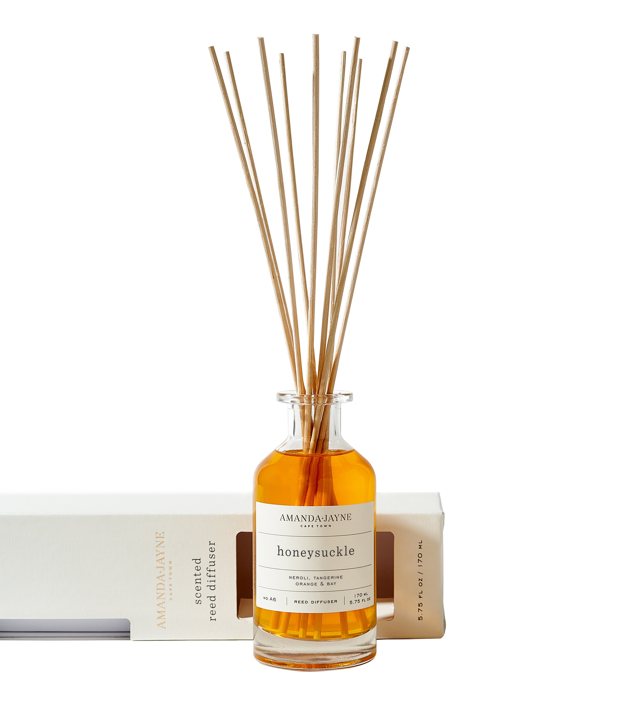 Amanda-Jayne Honeysuckle reed diffuser with rattan reeds